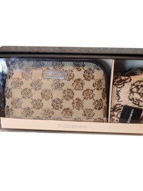Yves Saint Laurent YSL Floral Cosmetic Bag & Towel Set In Box With Certificate O